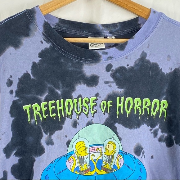 The Simpsons Treehouse of Horror Alien Tie-Dye Long Sleeve Shirt Size Medium - Picture 4 of 16
